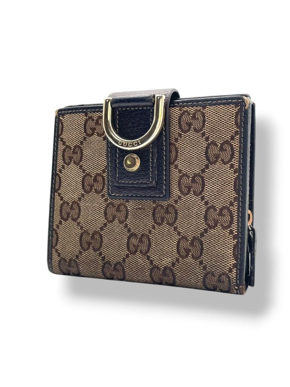 Gucci Abbey GG Canvas Leather Bifold Wallet Snap Compact Mini Wallet Beige - Picture 1 of 10